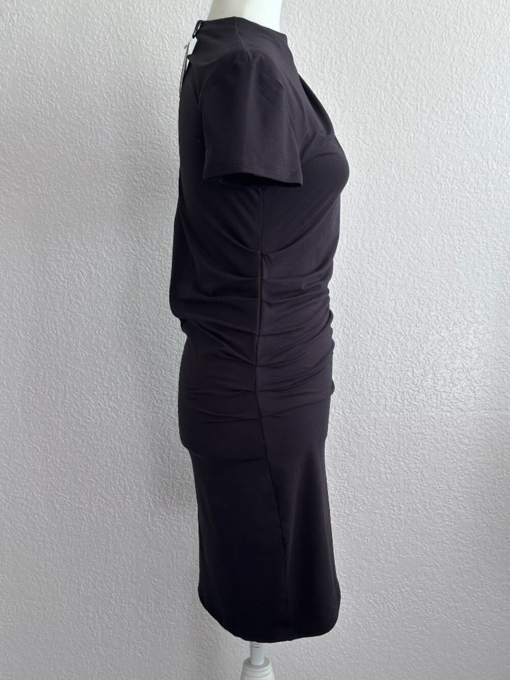 Divided by H&M Black Ruched Mini Dress | Asymmetrical Draped Neck | Size M | NWT - Picture 4 of 9